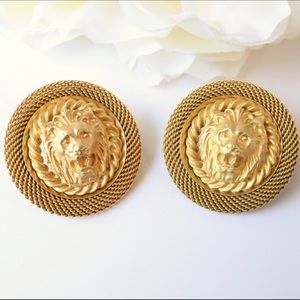 Big Gold Lion Earrings